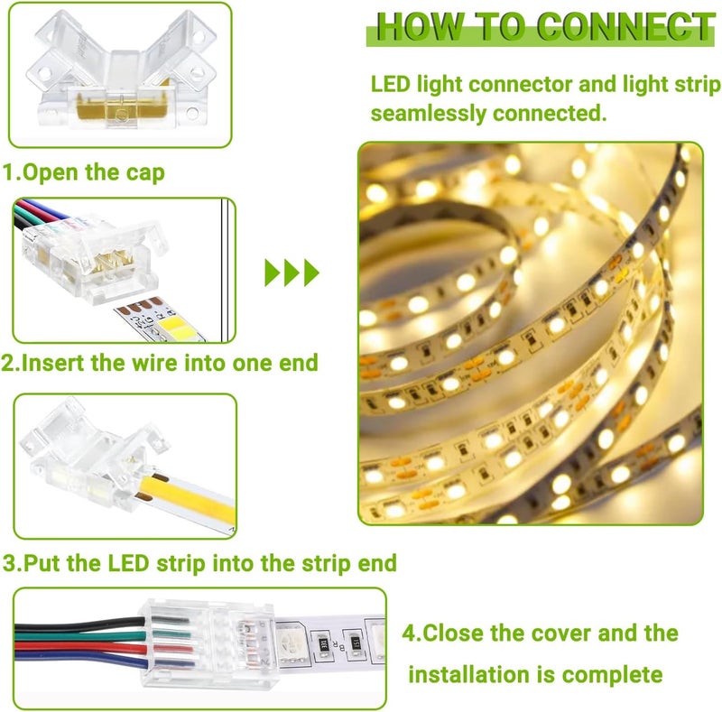 EPLZON 4 Pin 8 mm LED Strip Connector - RGB Lights Adapter (20pcs) - Image 5